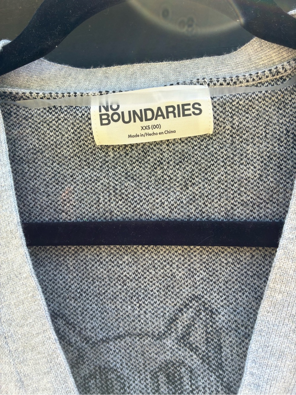 No Boundaries Light Gray Cat Face Button-Up Cardigan - Picture 4 of 4